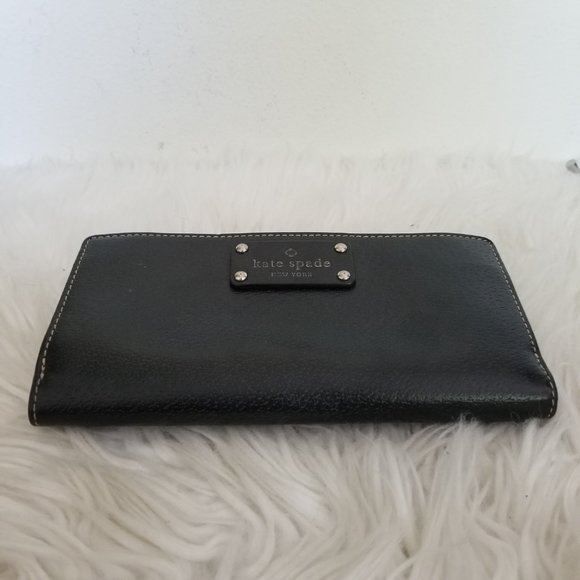 Kate Spade Large Wristlet Carryall Wallet Black Pebbled Leather Gold - Picture 7 of 13